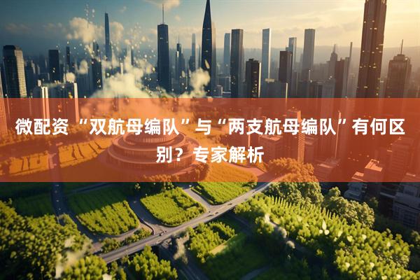 微配资 “双航母编队”与“两支航母编队”有何区别？专家解析
