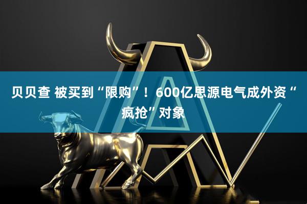 贝贝查 被买到“限购”！600亿思源电气成外资“疯抢”对象